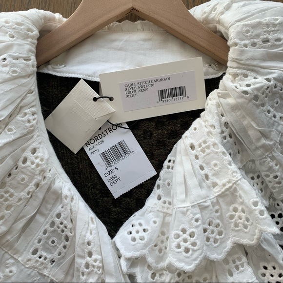 NWT Sea New York Melanie Cardigan in Army Green Size Small - Picture 8 of 11